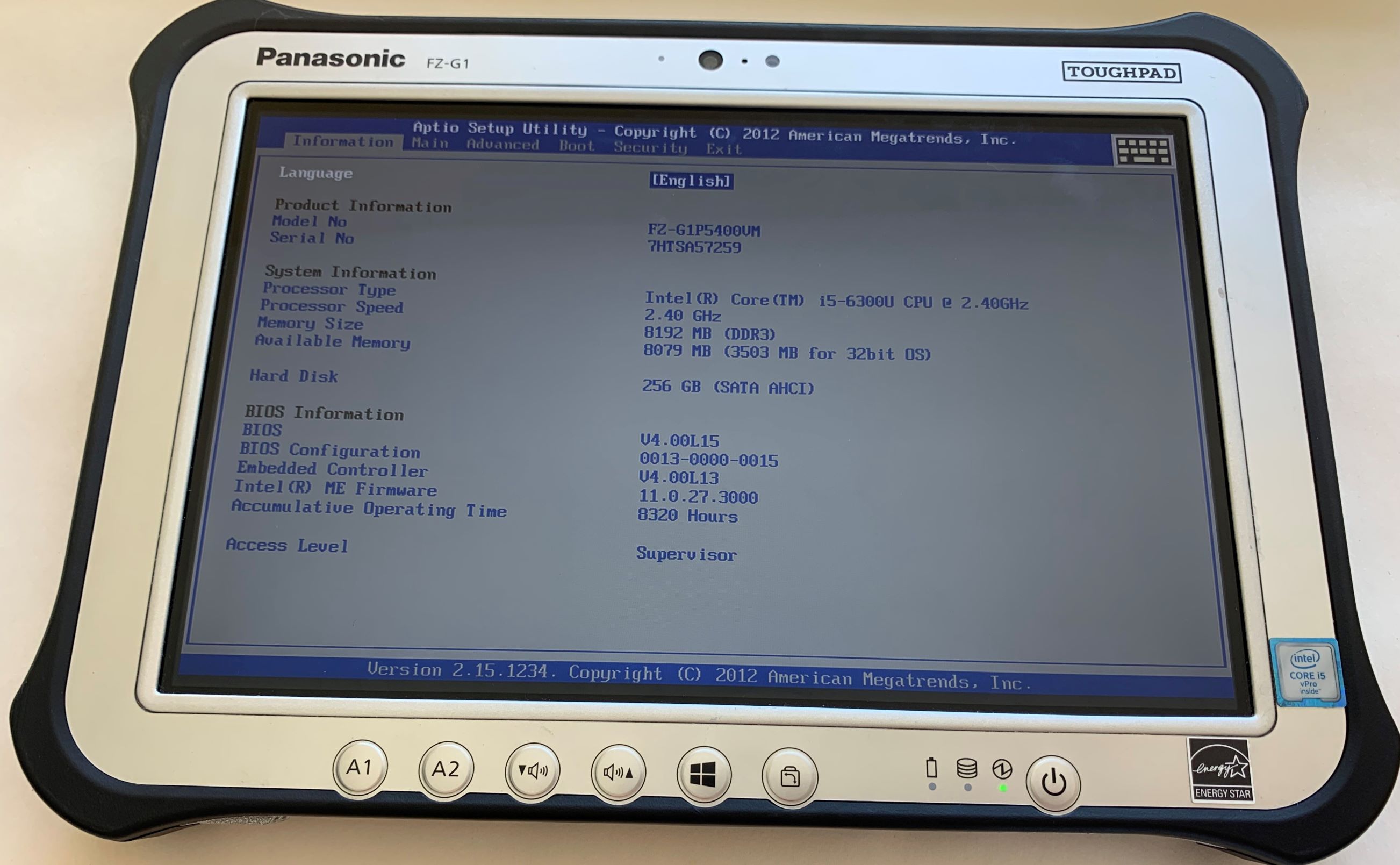 Toughbook FZ-G1 MK4 BIOS